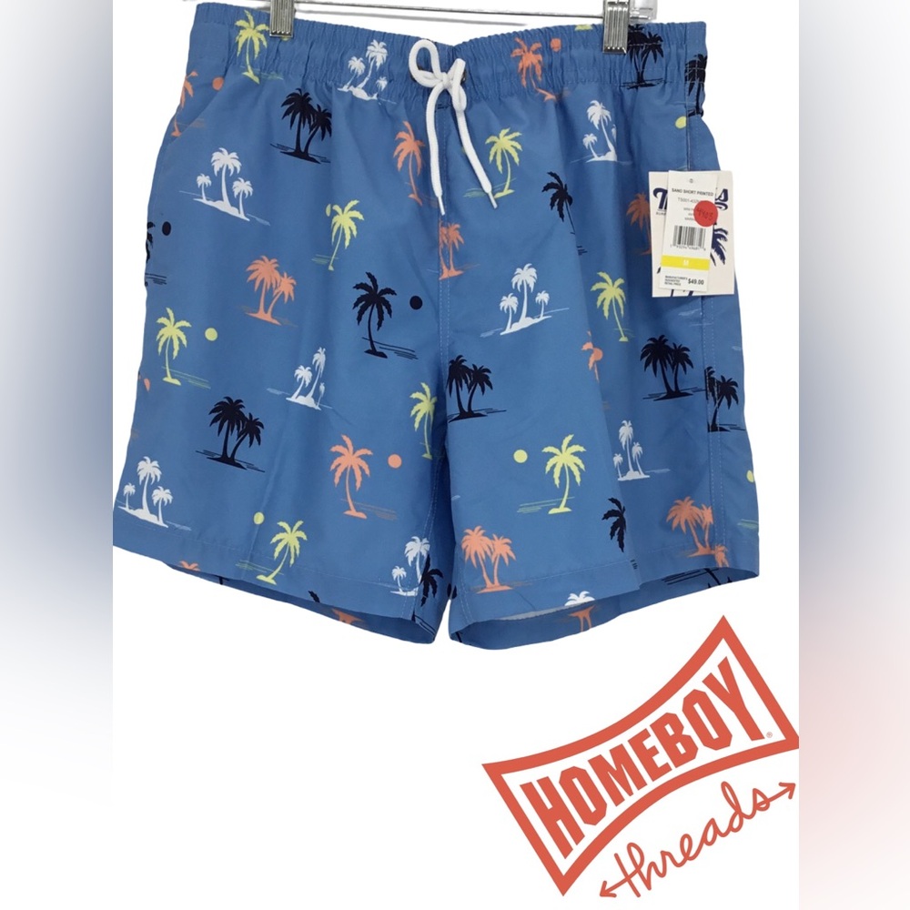 #11 LIVE Trunks Surf & Swim Co. Blue Palm Print Swim Shorts